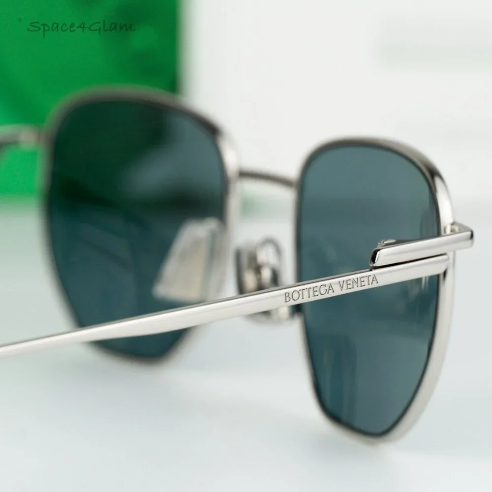 NEW Bottega Veneta BV1301S 004 Silver Green Split Panthos Unisex Sunglasses - Picture 4 of 9